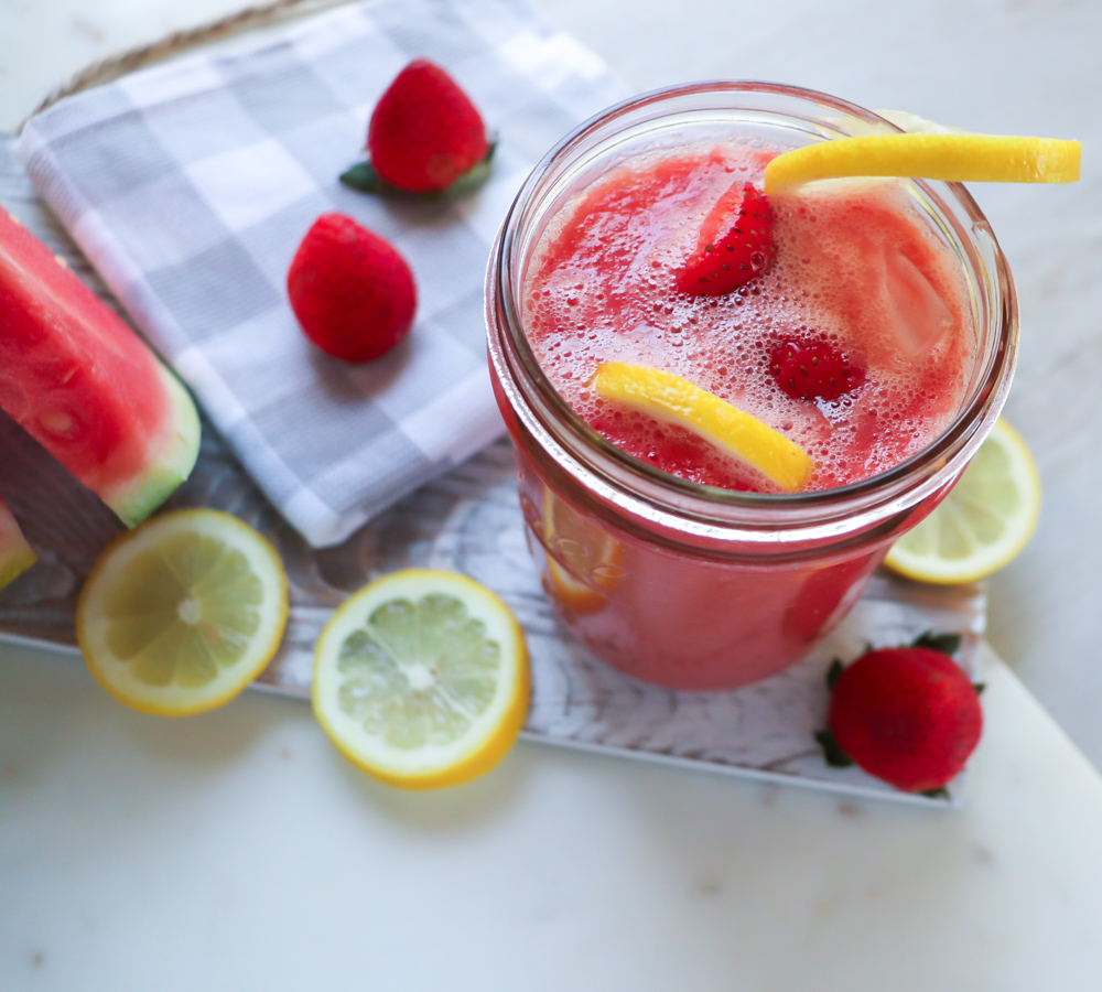 Watermelon and strawberry lemonade